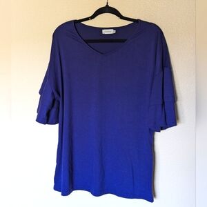 Clearlove Blue Top with Bell Sleeves Size 2X